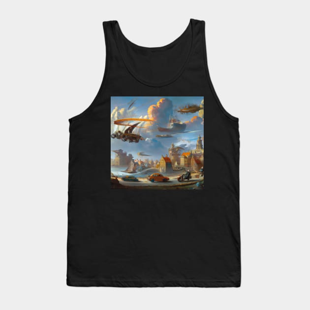 Futuristic city with flying cars Tank Top by valsevent